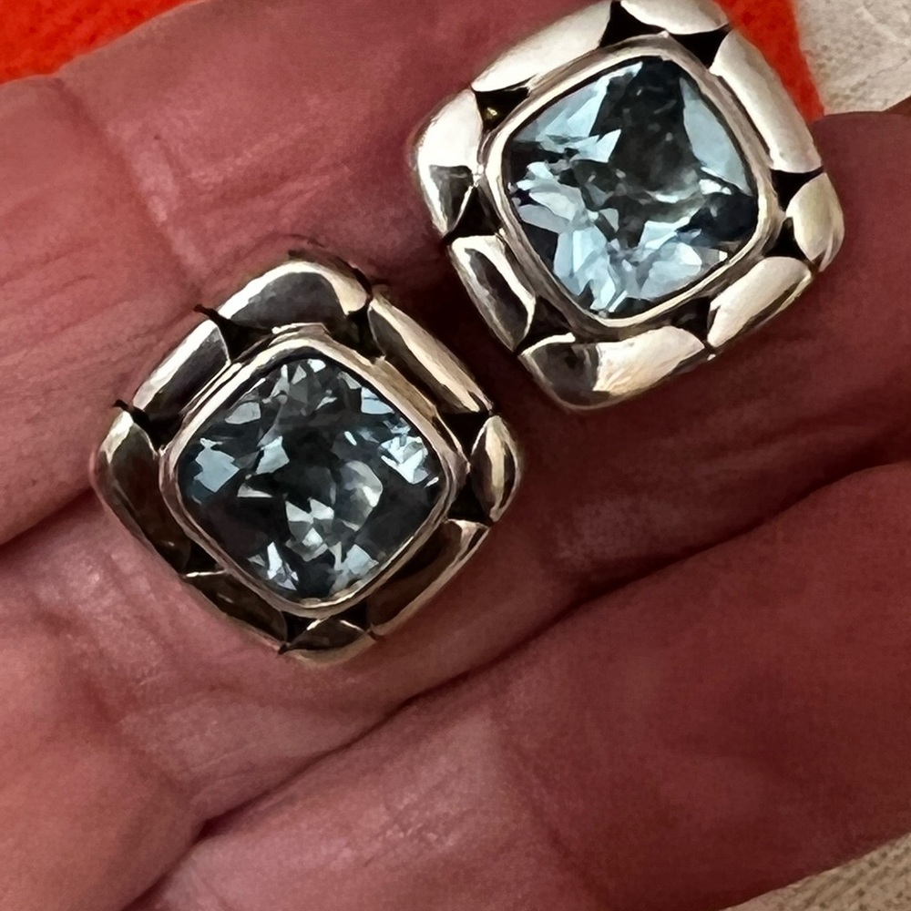 COPY - John Hardy Sterling Silver Batu Square Blue Topaz.